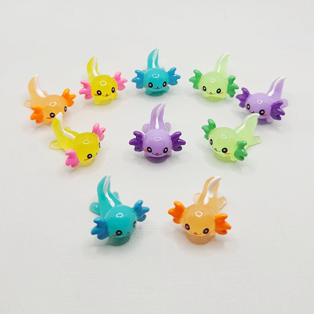 5/10Pcs Mixed Mini Resin Axolotl Miniature Figurines, Fairy Garden Ornament, Micro Landscape Potted Plant DIY Craft Decoration