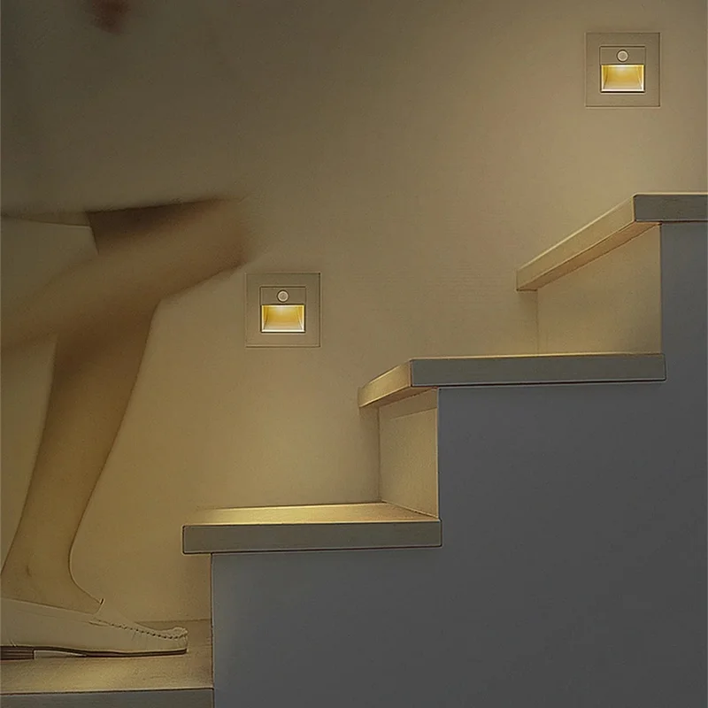 PIR Motion Detector Sensor Led Stair Light Infrared Human Body Induction Lamp Recessed Steps Ladder Staircase Bedroom Decoration