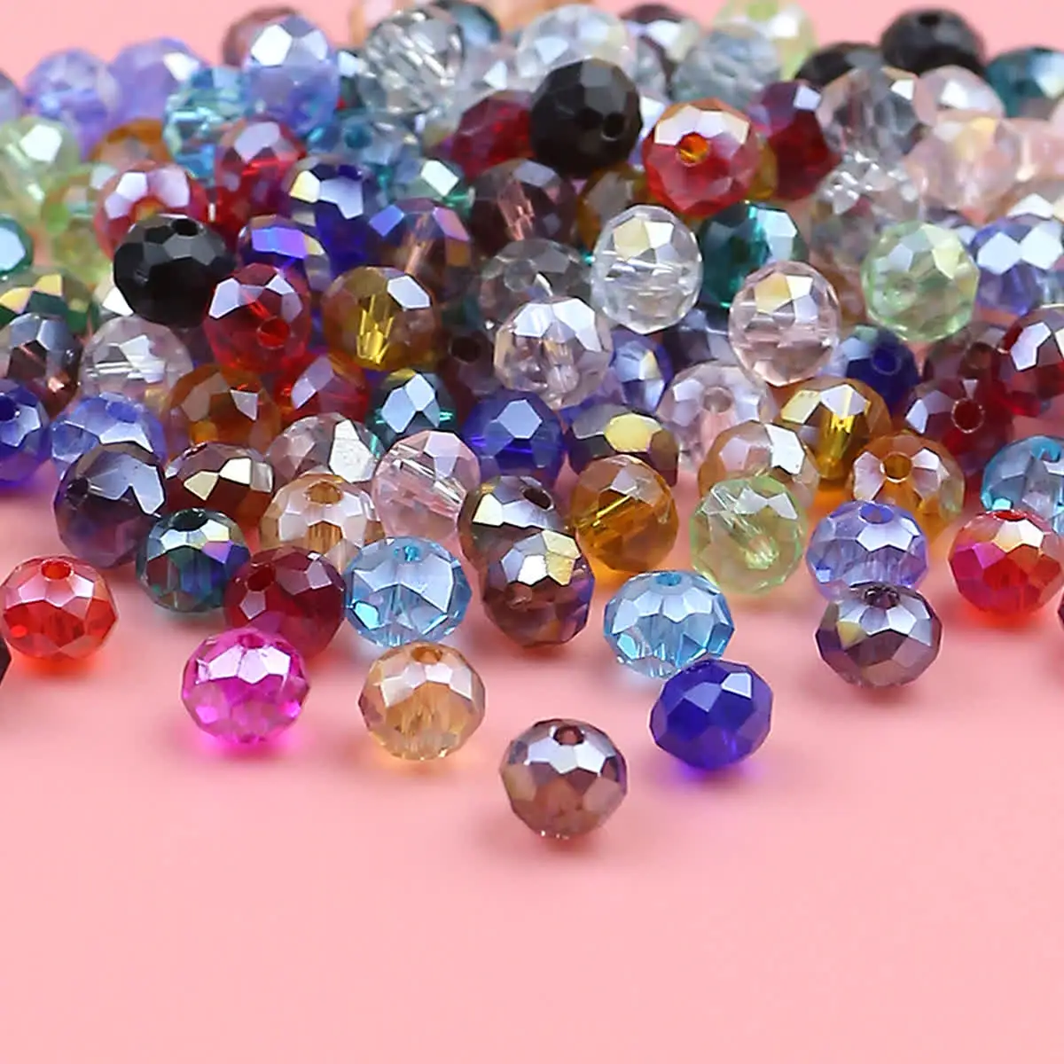 BTFBES 6mm 50pcs Faceted Flat Round Austrian Crystals Loose Bead Glass Ball for Bracelet Necklace Jewelry Making DIY Accessories