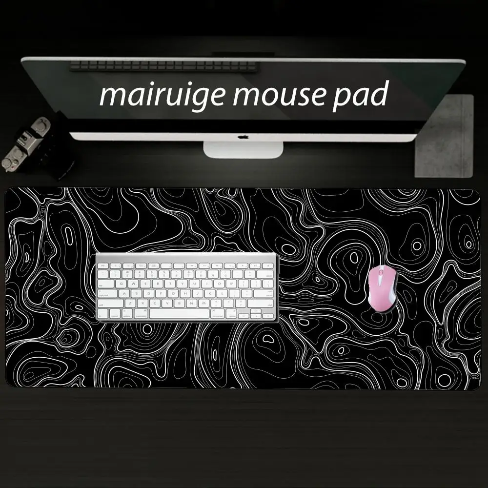 Black White Lines Mouse Pad Large Computer Office Game Table Mat XXL Rubber Anti-slip Gaming Keyboard Mousepad Long Desk Pads