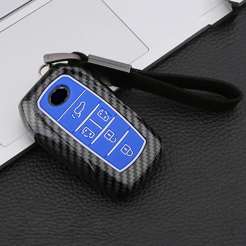 Carbon fiber ABS Car Remote Key Case Cover Bag For Toyota Corolla Rav4 Highlander Fortuner Hilux Land Cruiser Innova PRADO