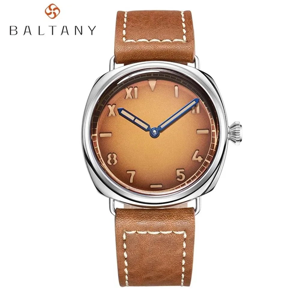 Baltany ST3600 Men\'s Mechanical Watch Military Retro Sapphire Crystal Leather Waterproof Luminous Watch for Men reloj hombre