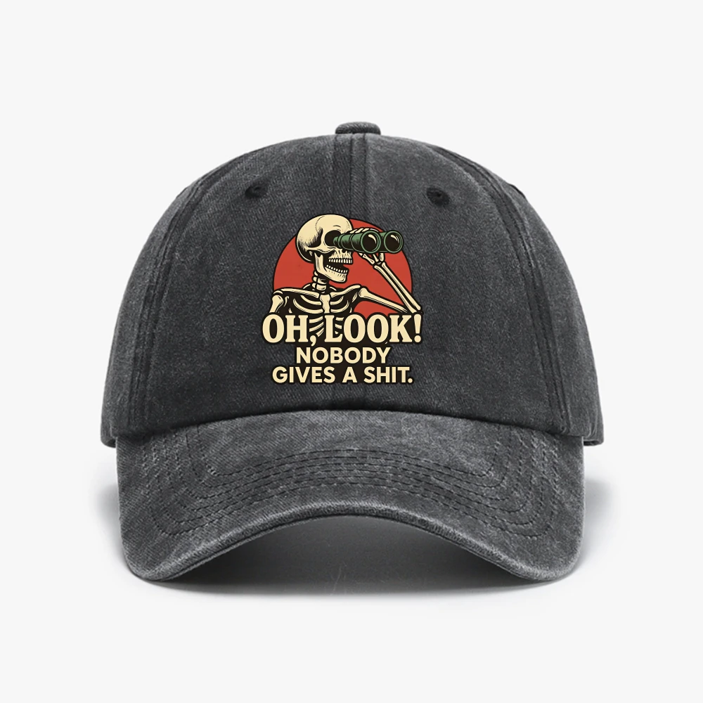 Oh Look Nobody Gives A Shit Sarcasm Washed Baseball Cap Adjustable Soft Top cowboy Hats