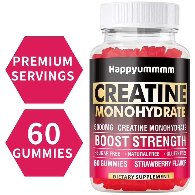 Creatine Monohydrate Gummies 5000mg Strawberry Flavor Support Muscle Growth and Post Exercise Recovery