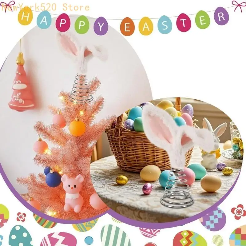 Décoration toppers d'arbre des Easters N84C avec des oreilles lapin faciles à installer des fournitures fête