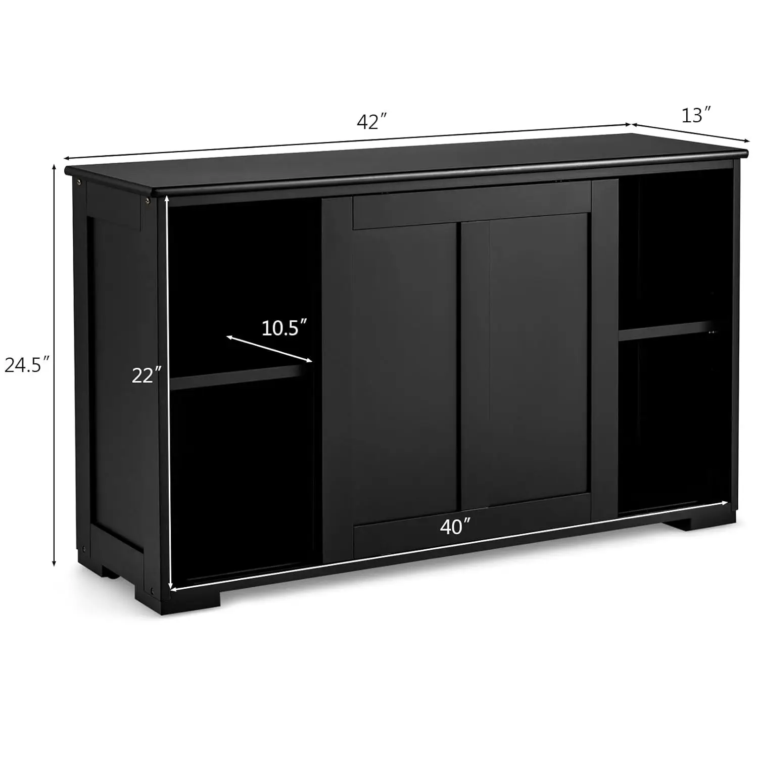 Sideboard Buffet Cabinet, Wooden Kitchen Storage Cabinet with Adjustable Shelf, Sliding Barn Door, Accent Coffee, Customized