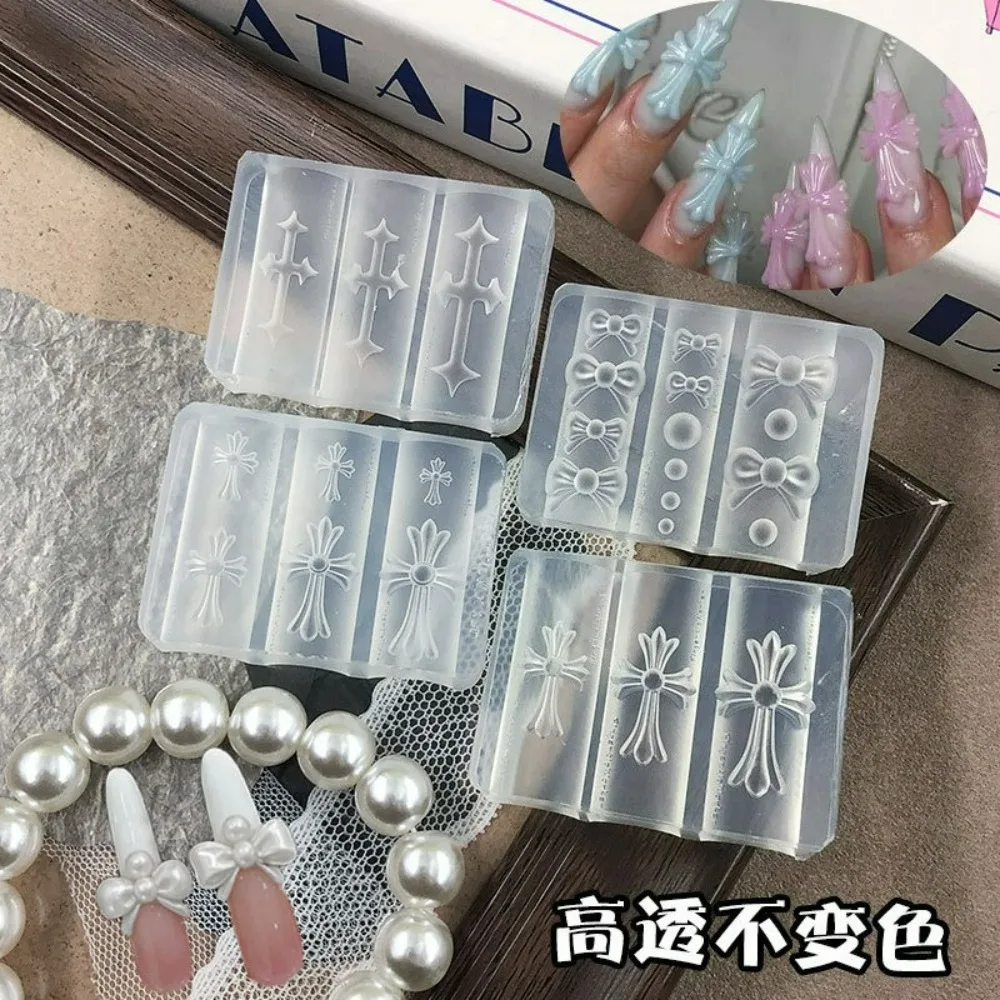 Trendy Nail Mold 3D Silicone DIY Carving Cross Butterfly Knot Nail Art Decor Stencils Reusable Manicure Template Tools