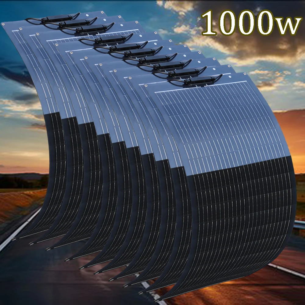 pannello solare 1000w 600w 300w 200w 100w pannello fotovoltaico flessibile 12v caricabatteria monocellulare camper RV barca casa tetto viaggio UE magazzino DHL spedizione