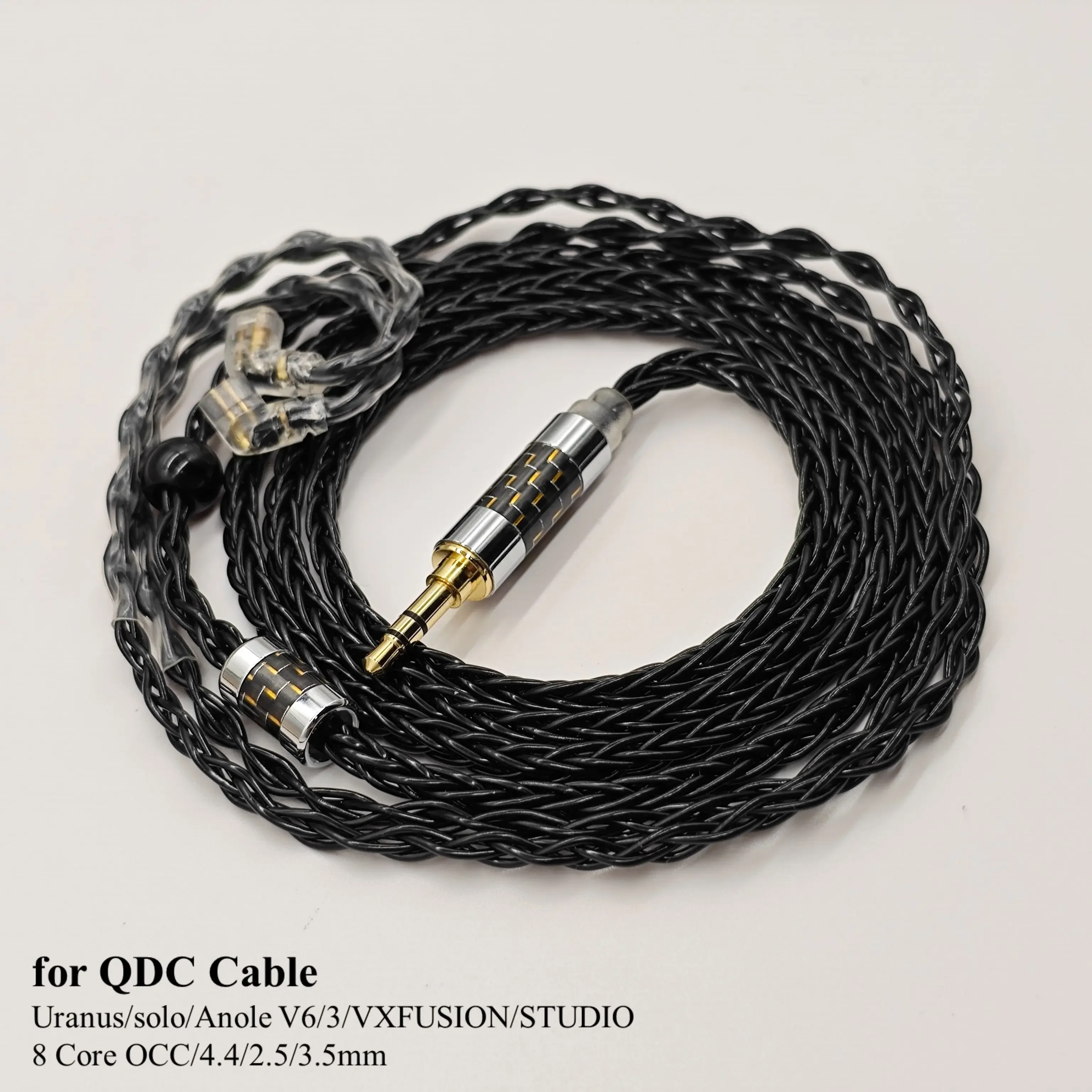 QDC Cable Uranus V3 V14 Anole V6 VX FUSION STUDIO, 8 Core Earphones, Silver Plated Upgrade Cable, OCC, 4.4mm Balance, 2.5 MIC