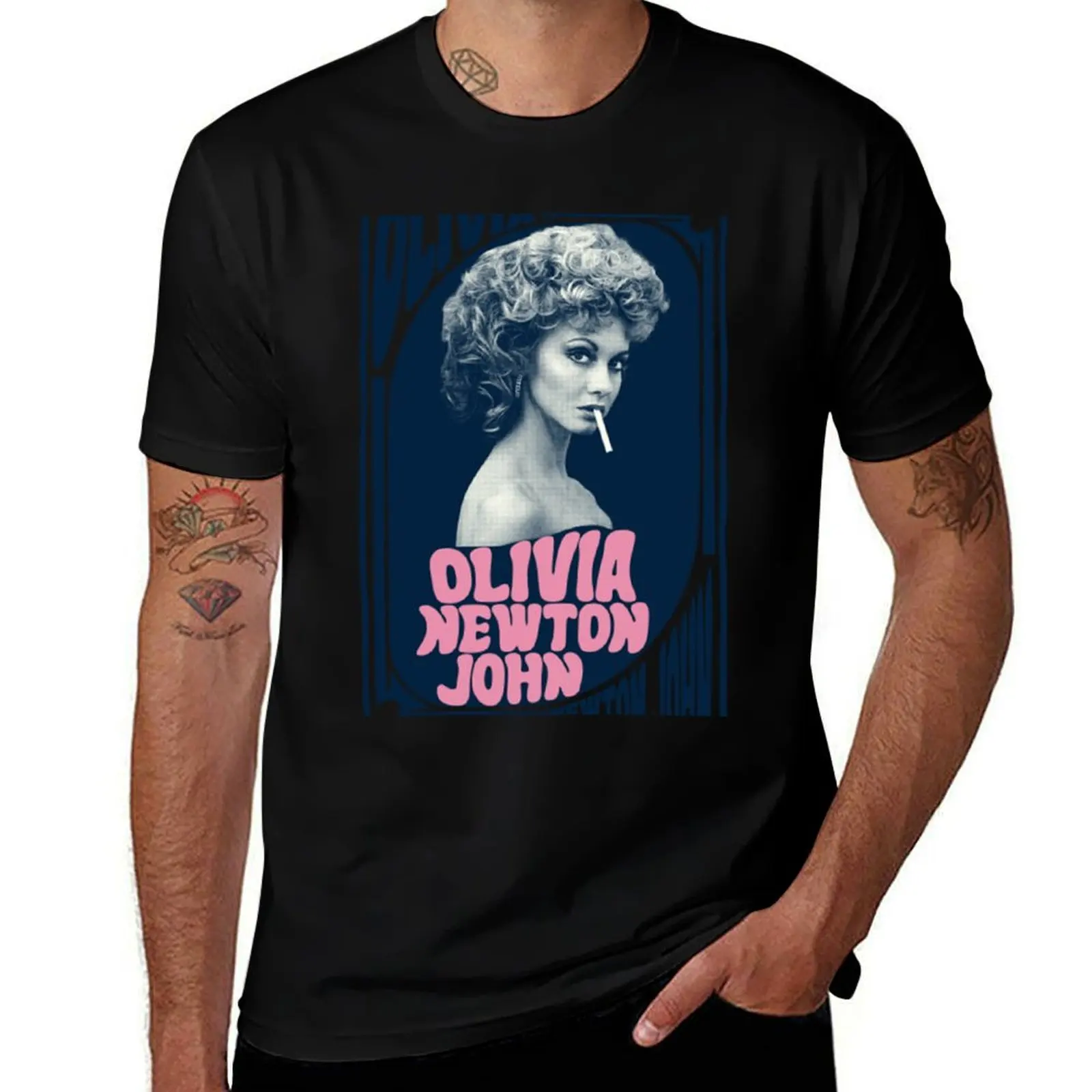 Olivia Newton John Sandy Dee Grease Vintage Style Design Fan Art Design T-Shirt Sports Casual Short Sleeve Cotton Tee T-Shirt