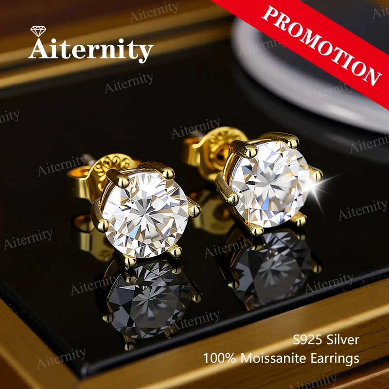Pendientes de moissanita 100% con certificado GRA para mujer, pendientes con pluma de prueba de diamante, joyería fina de Plata de Ley 925