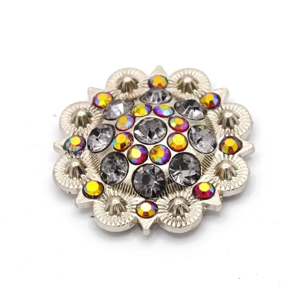 Orange Farbe Durchmesser 3,7 cm Metallblume Conchos weiße Strassdekoration Gürtelzubehör Zubehör