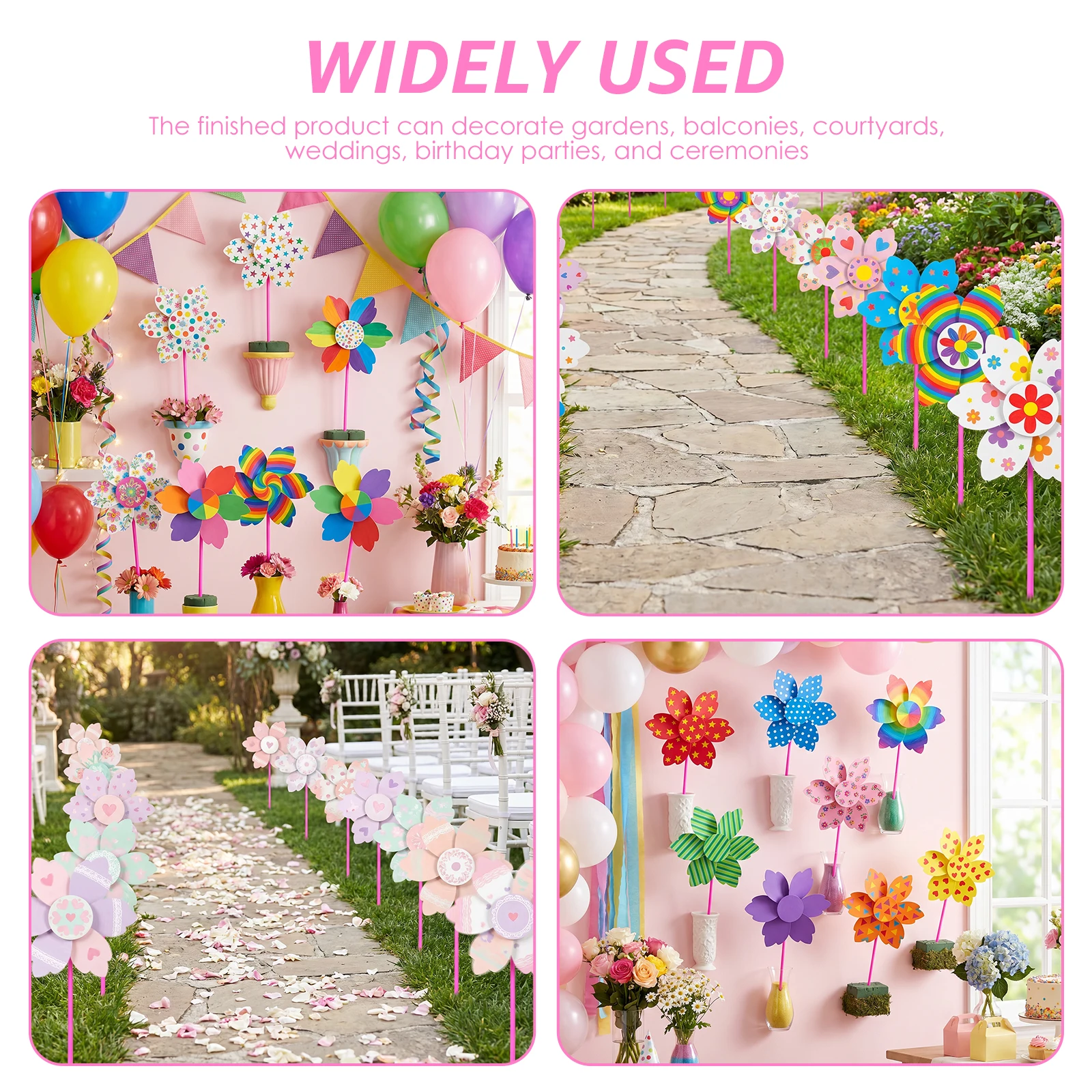 20/100Pcs DIY Pinwheels Craft White Blank Paper Pinwheel Craft Kit Color Your Own for Summer Activities School Daycare Graffiti view 6
