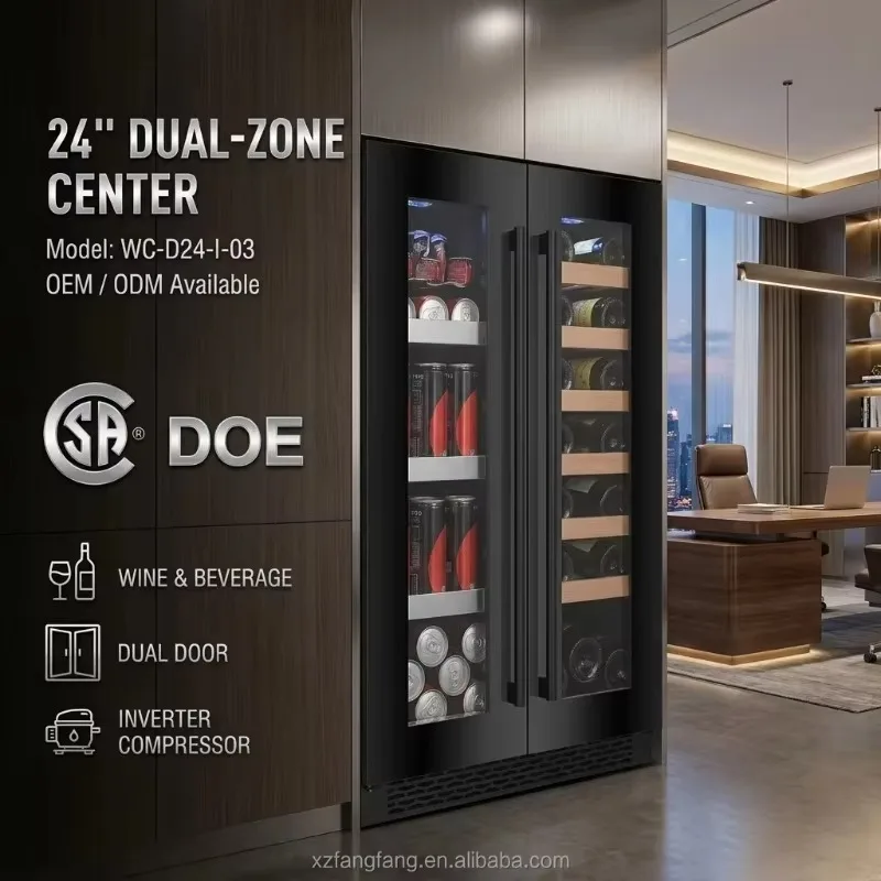 Airo OEM Stainless Steel 24-Bottle Wine Cooler Cellar Dispenser with Single Zone 100L Capacity Luxury Champagne Bottle Storage