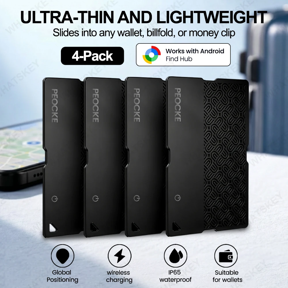 New Bluetooth Wallet Tracker Card Ultra Thin Wireless Charging Works with Google Find My (Android Only) Waterproof Item Tracker