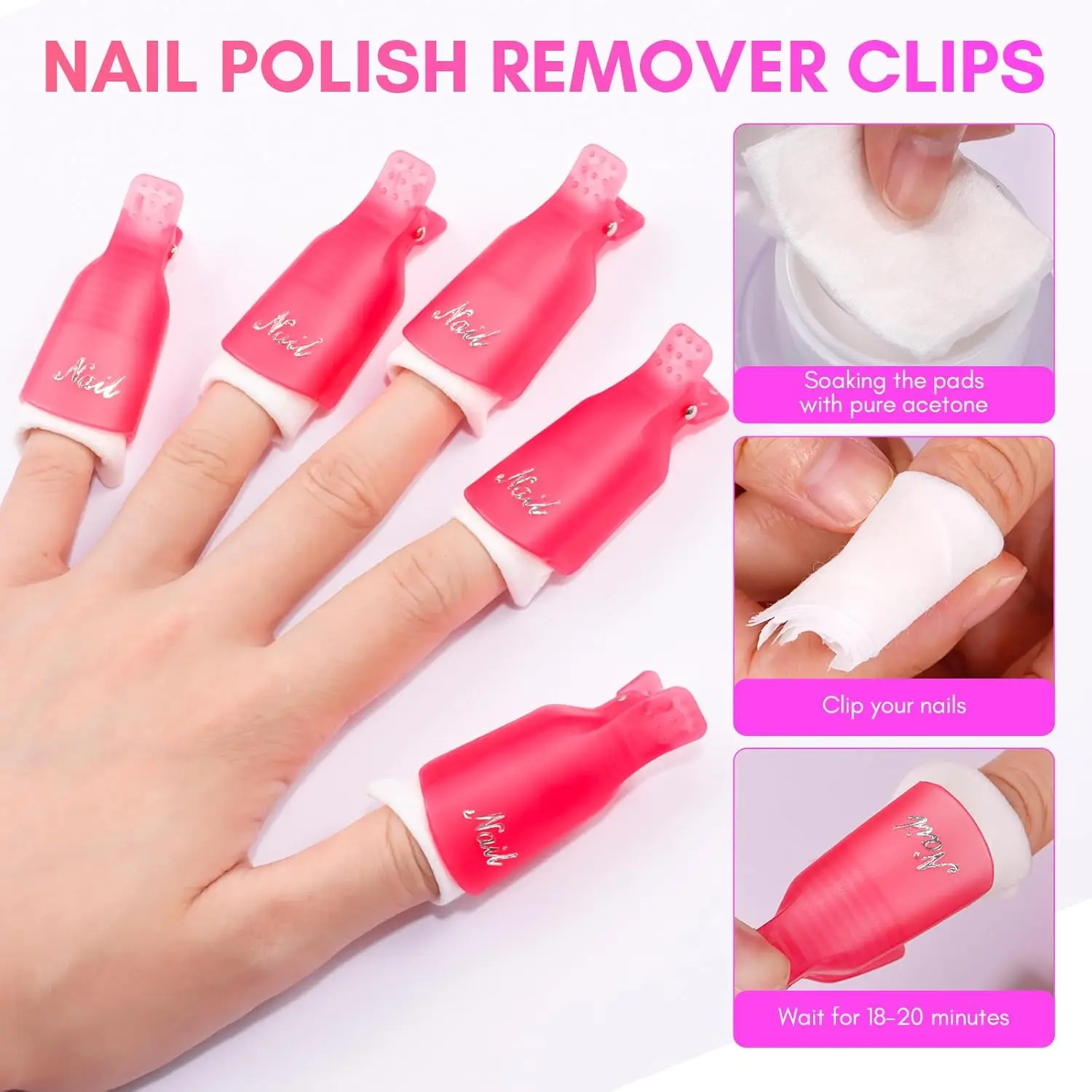 Makart Gel Nagellack entferner Clips Kit, mit doppel endigen Nagel hauts chieber, Finger-und Zehen nagel clips zum Entfernen von Acryl nägeln