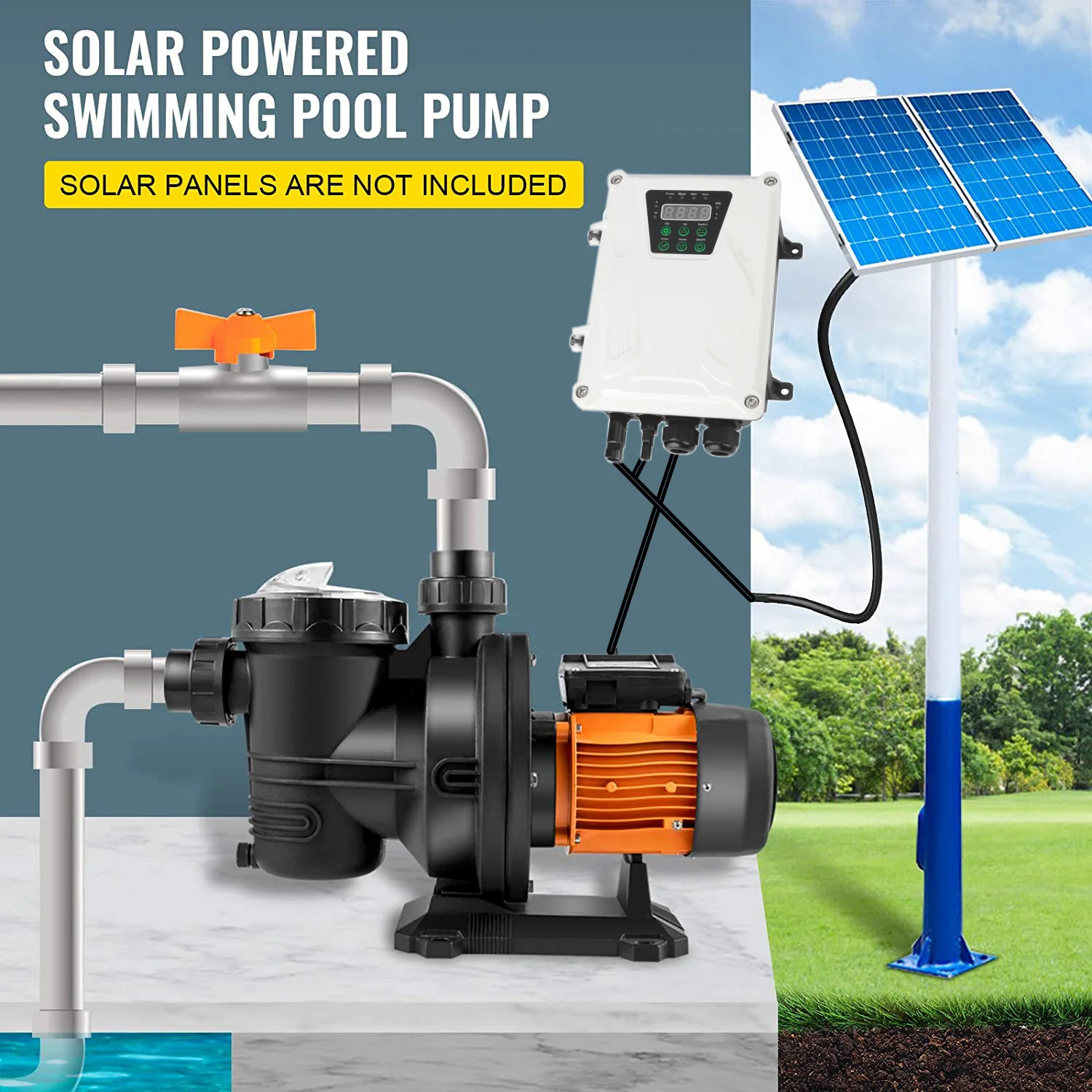 2HP 1500W Solar Zwembad Booster Pomp 200M-300M Afstand Dc 96V Solar Op Grond Water circulatiepomp