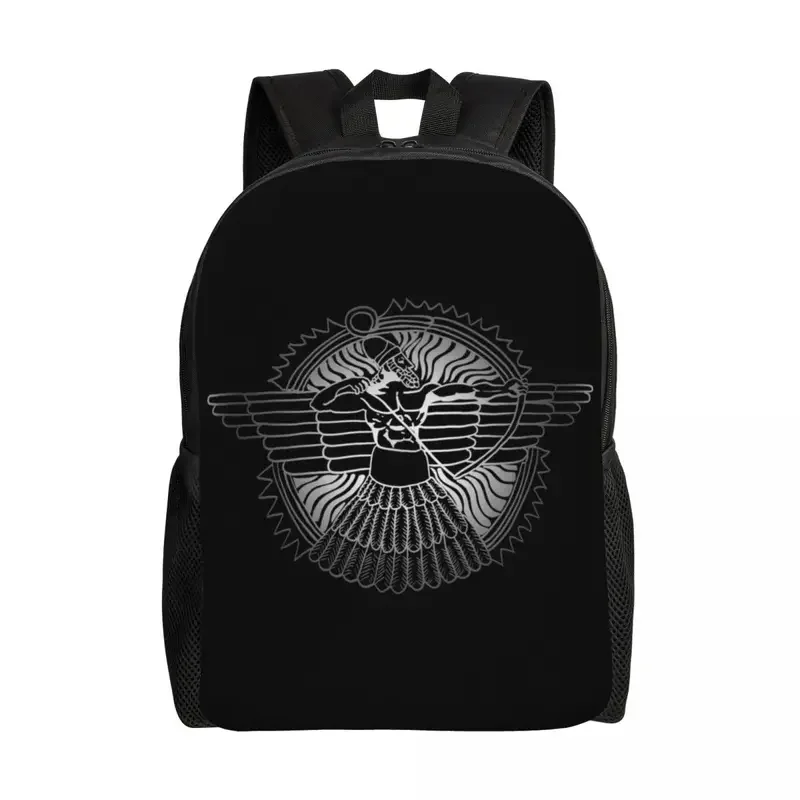 Assyrian God Ashur On Black Travel Backpack Men Women School Computer Bookbag Ancient Flag College Student Daypack Bags