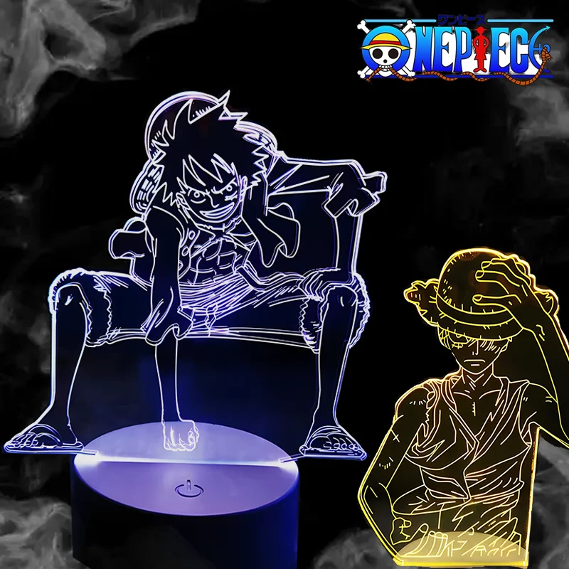 قطعة واحدة لوفي ثلاثية الأبعاد مصباح LED أضواء ليلية زورو أنيمي مصباح الاطفال طاولة لغرفة النوم مصباح المنزل لامبارا الهدايا سطح المكتب الحلي الزخرفية