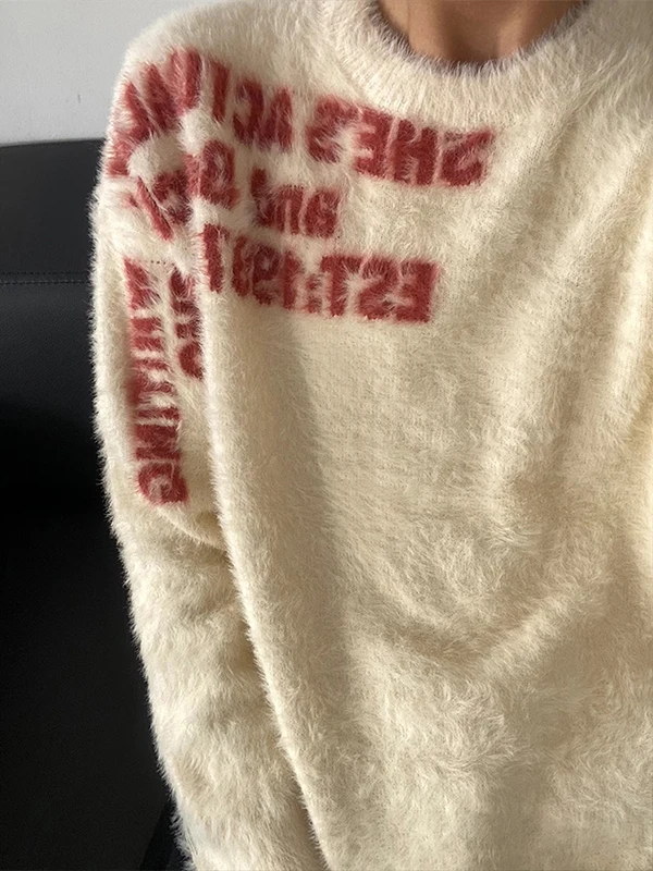 Miękki sweter z dzianiny, okrągły dekolt, idealny na jesień i zimę, w stylu lazy, dla par, długi, ciepły, wygodny, oddychający.