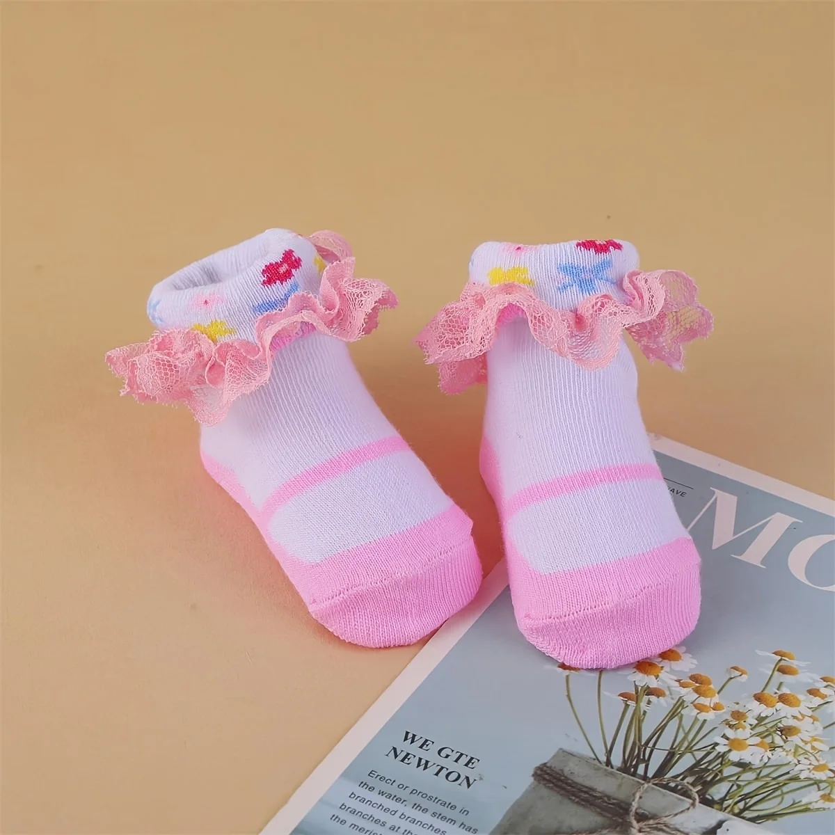 6Pairs/lot Newborn Baby Socks For 0-24Month Girls Lace Infant Girls Sock Princess Bow Toddler Baby Girls Socks