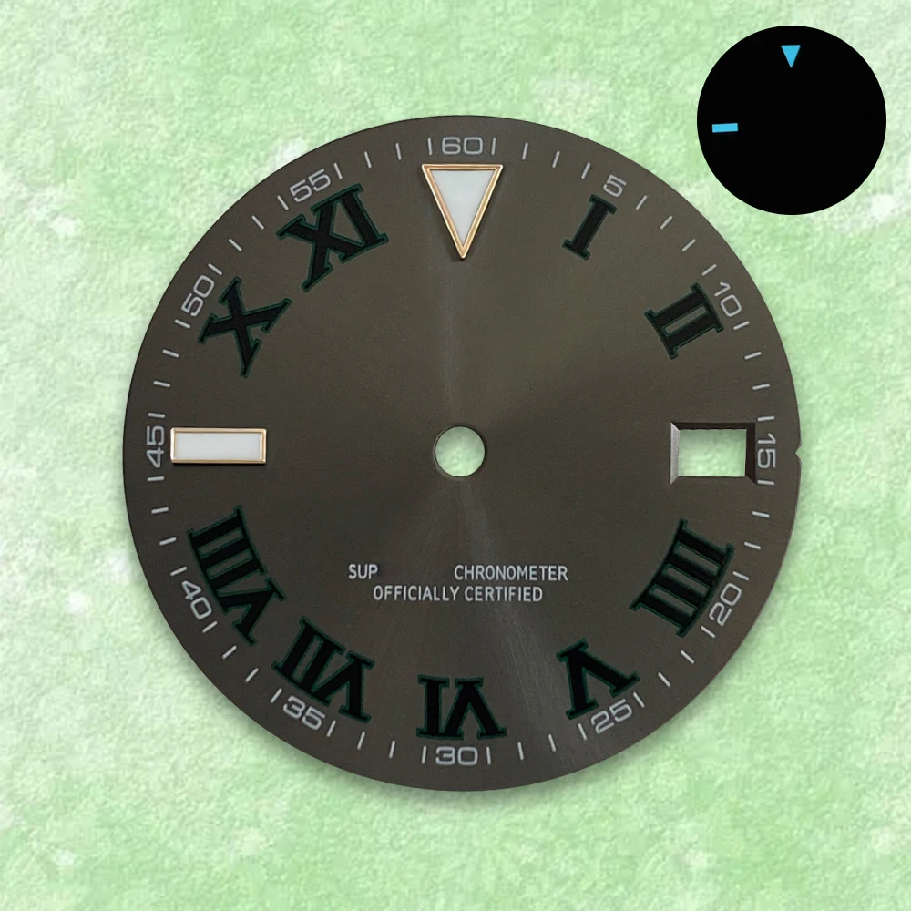 28.5mm S Logo Dial Suitable For NH35/NH36  Japanese Automatic Movement  Watch Blue Luminous Modification Accessories