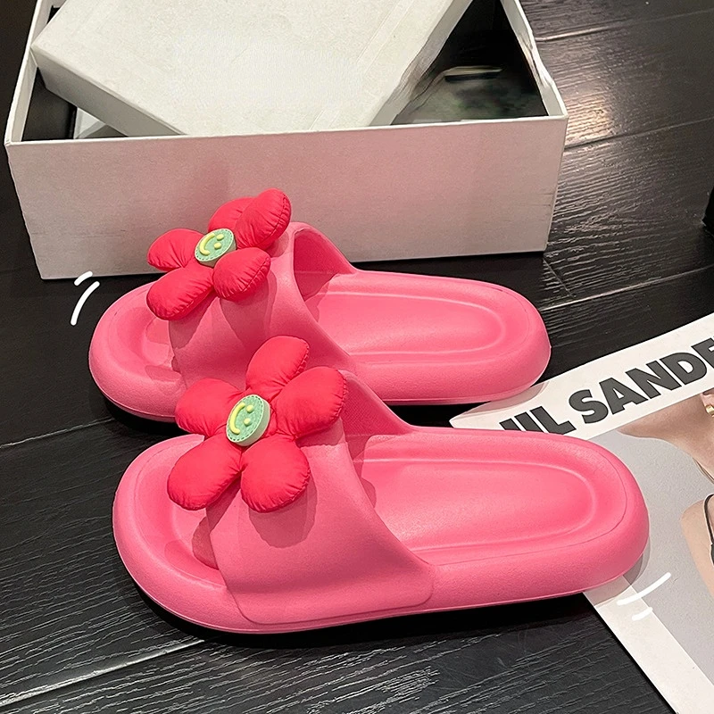 Women Summer Slippers Female EVA Outdoor Soft Thick Soled Bathroom Non-slip Girls Candy Color Beach Slippers Household Slippers