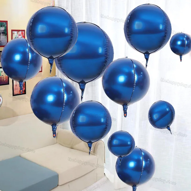 Balony foliowe 4D okrągłe, metaliczne, granatowe, 50-10 cali, balony mylarowe 4D na hel lub powietrze, globosy na urodziny, wesele, dekoracje na przyjęcie ujawnienia płci dziecka.