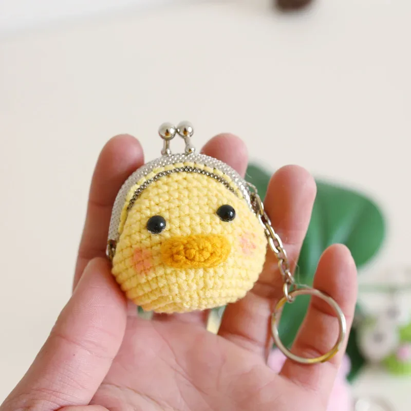 2022 Cute Cartoon Frog Duckling Knitted Bag Handmade Change Bag Keychain Key Ring Mini Gold Mouth Small Bag Pendant cosplay