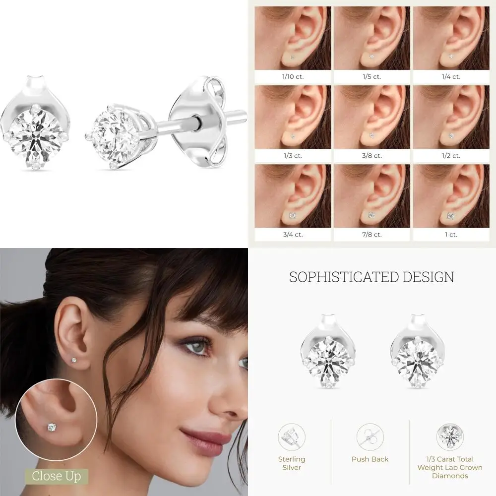 أقراط مرصعة بالألماس من الفضة الإسترليني ومطلية بالذهب عيار 14 قيراط للنساء - مجوهرات راقية مضادة للحساسية #1