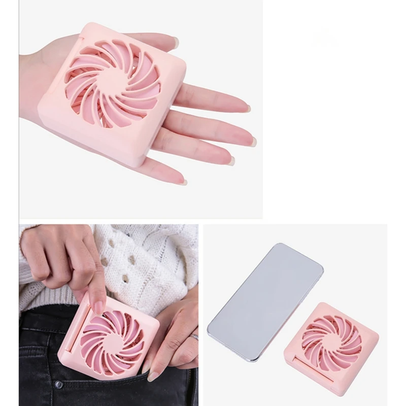 2-Speed Portable Mini Fan Compact Mirror Folding Convenient USB Rechargeable Beauty Air Cooling Fan