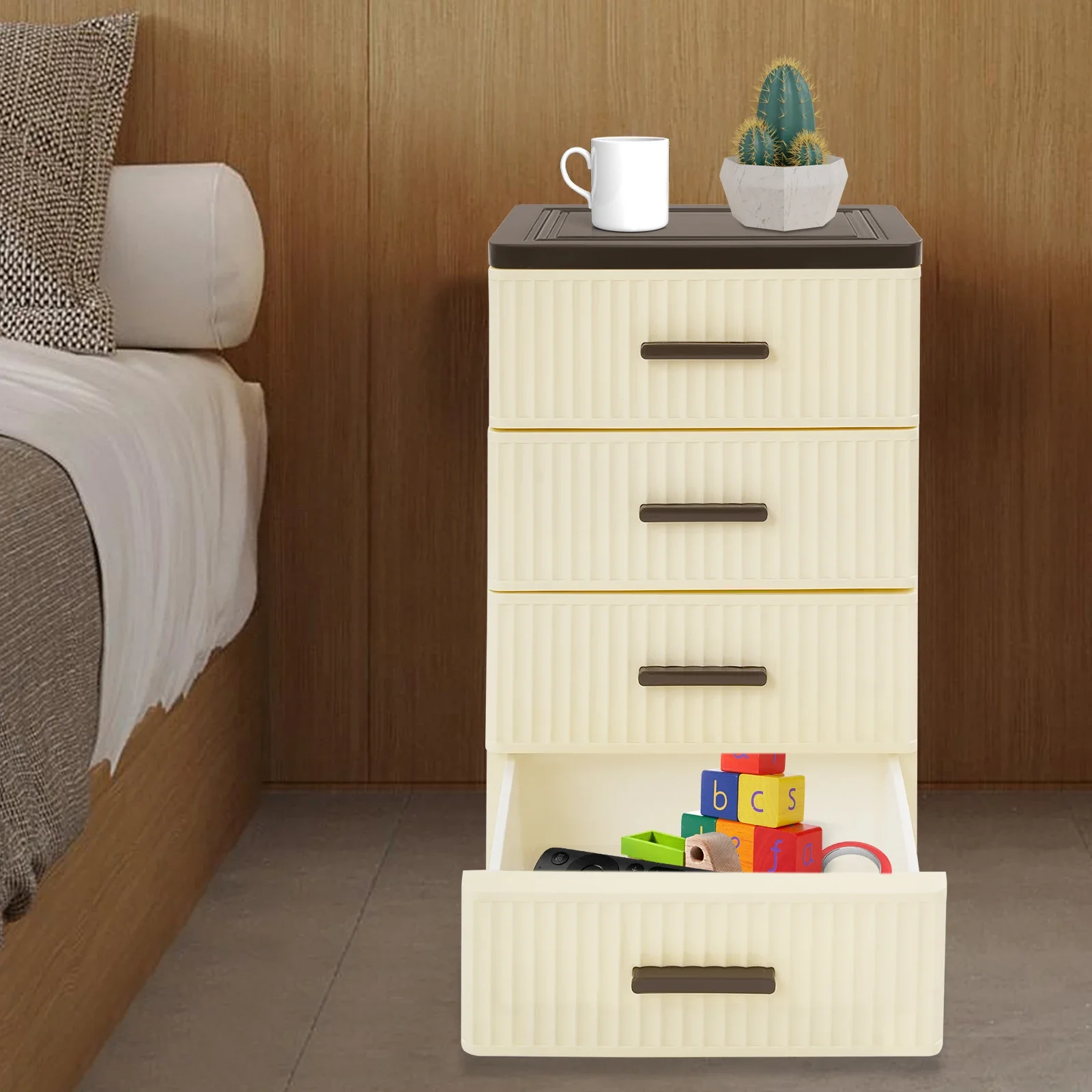 

4-уровневая тележка на колесиках с пластиковыми ящиками — мобильный органайзер для спальни, офиса и ванной комнаты | 4-гладкий шкаф на колесиках