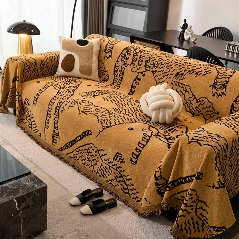 2026 Classical Printed Sofa Towel Premium One-Piece Sofa Cushion Cover for Living Room Multi Purpose Soft Blanket for Office