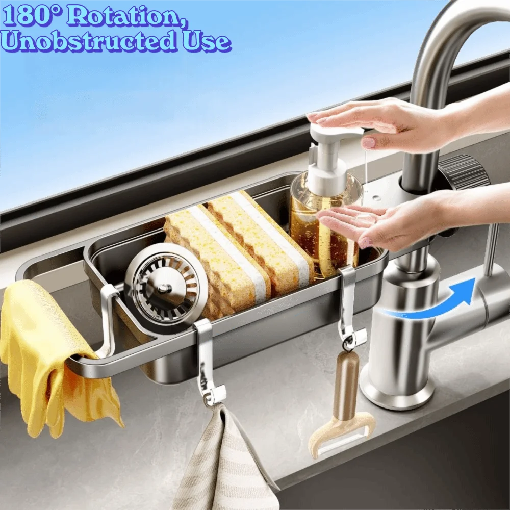 Picture 3: Rotatable Structure Rotatable Kitchen Faucet Mount Hollow Draining Design Space Saving Storage Basket Practical Design