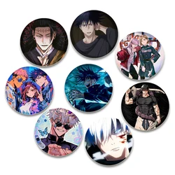 Round Cartoon Figure Gojo Satoru Yuji Itadori Badge Anime Jujutsu Brooches for Backpack Jewelry Pins Accessories Gifts