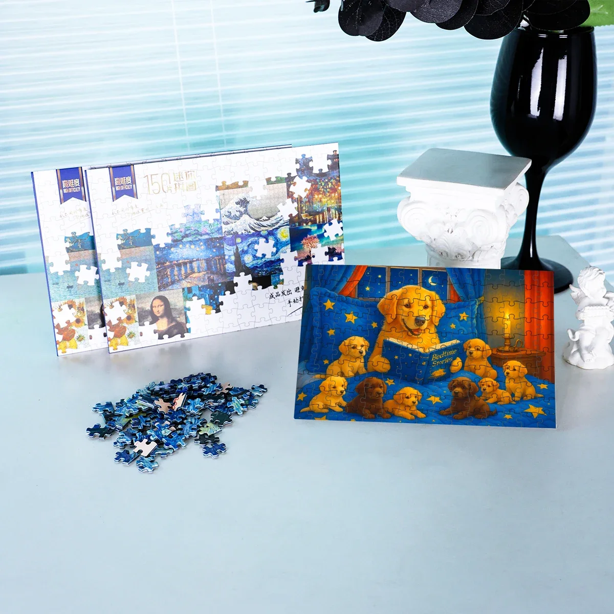 150pcs Mini Sleeping Series Cartoon Jigsaw Puzzle High Difficulty Postcard Style with Envelope Packaging Home Decoration
