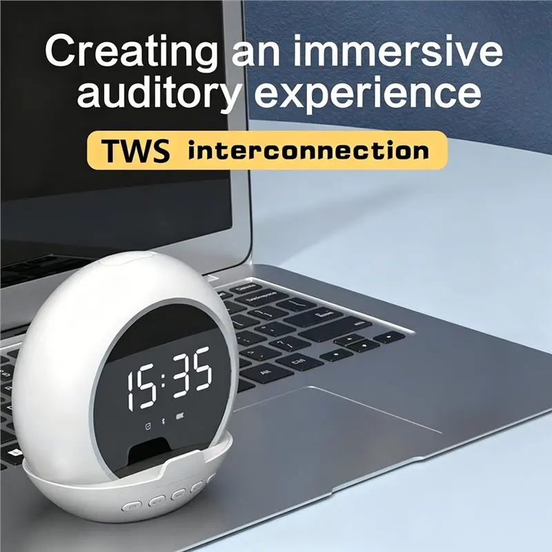 AB41-Digital Alarm Clock Portable Bluetooth Speaker Temperature Display Music Player Rechargeable For Home Outdoors Travel