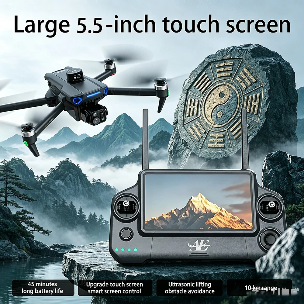 AE30 Ultra Profesional Brushles GPS Drone 4K HD Camera 3-Axis Gimbal Airdrop RC Quadcopter 5.5inch Screen Control Fishing Dron