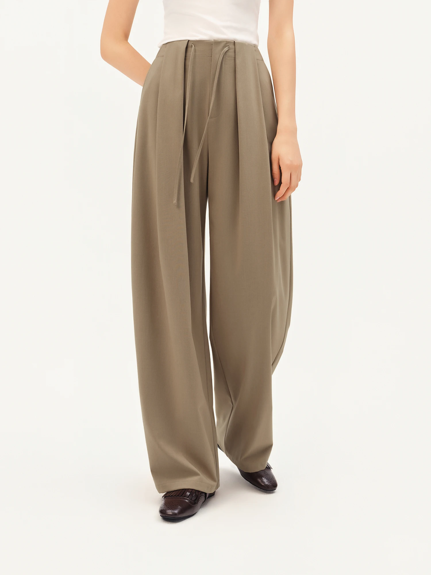 ZIQIAO 2026 Herbst Damen Elegante Micro-Tube-Hose mit Kordelzug und Hoher Taille - Stilvoller Büro- und Pendler-Look für den Alltag – Detail 9