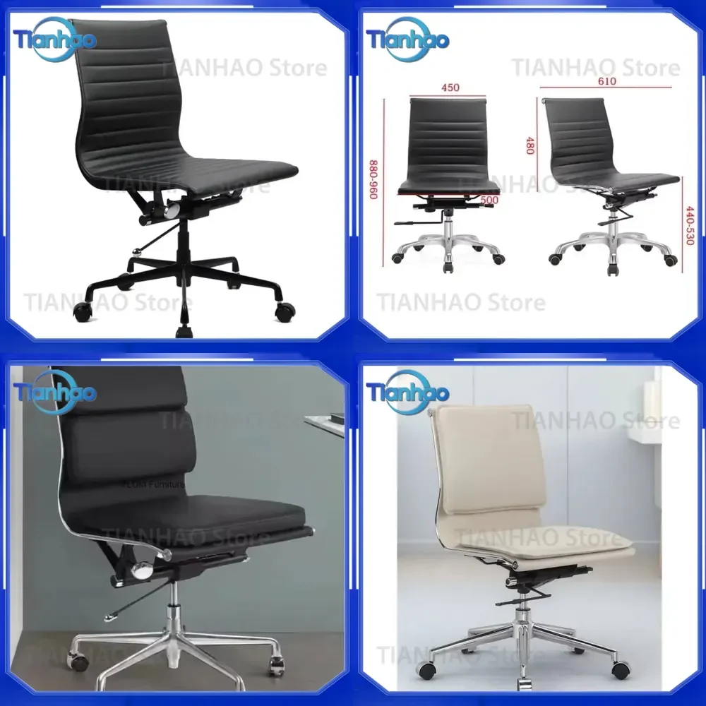 Adjustable High Swivel Metal Ergonomic Chair with Chrome Back Base for Office Computer Desk Comfortable Wheels