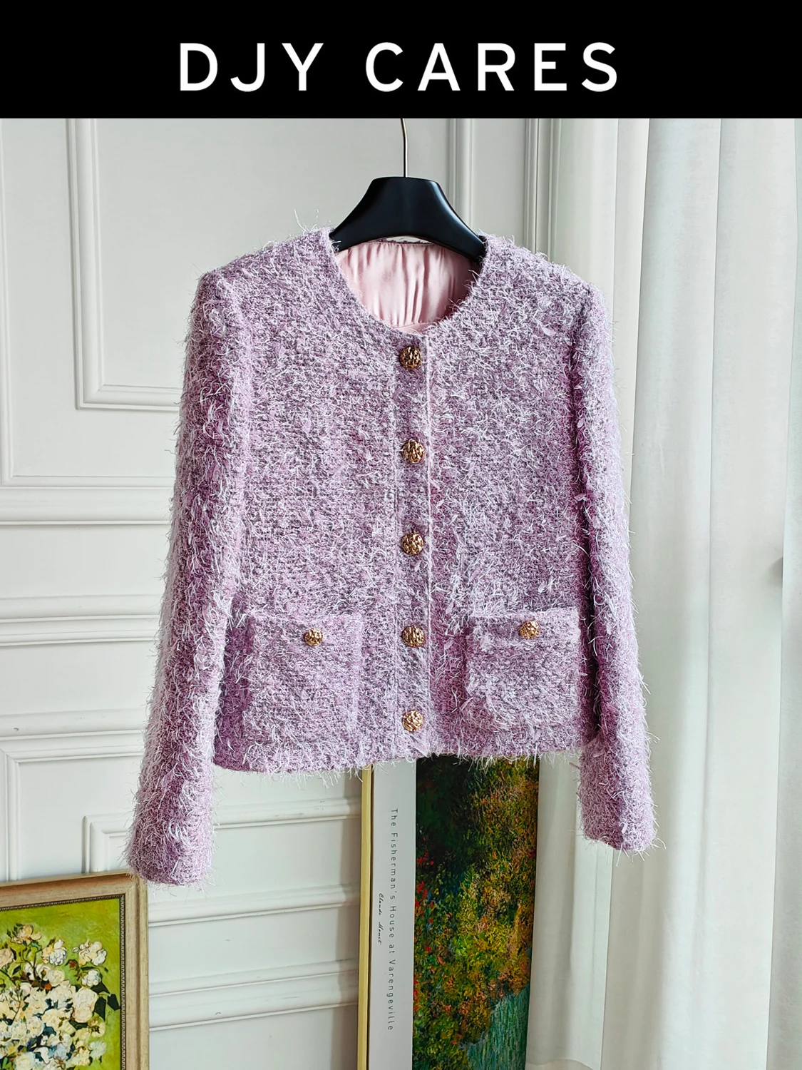 New DJYCARES Exquisite purple coarse woolen coat, fashionable T470