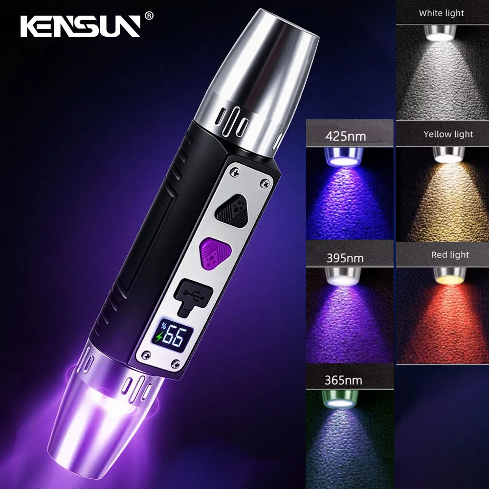 6LED UV Flashlight 365nm High Power Ultraviolet Black Mirror Purple Light Pet Urine Tinea Ore Ink Dryer Fluorescer Detector