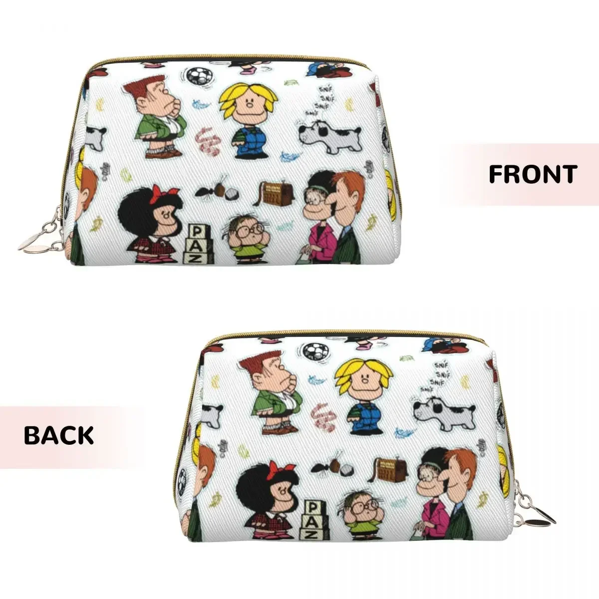 Large Capacity Characters Mafalda Cosmetic Bags Portable Leather Makeup Pouch Women Washbag Funny Lovely Toiletry Kit