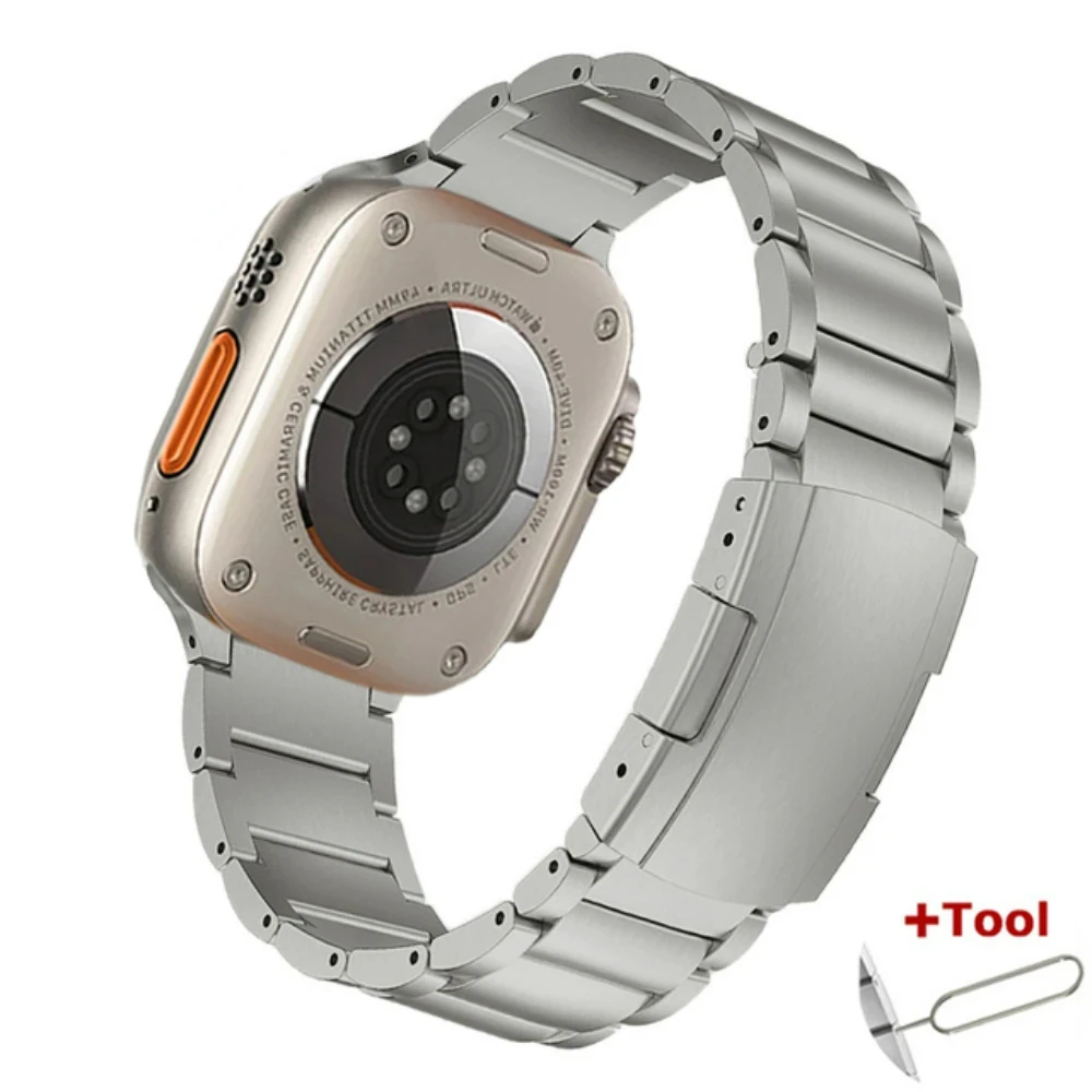 Металлический ремень для Apple Watch 49 мм, 46 мм, 45 мм, 44 мм, 42 мм, 41 мм, 40 мм, титановый ремешок из нержавеющей стали для iWatch Ultra 10 9 8 7 6 5 4 3 SE