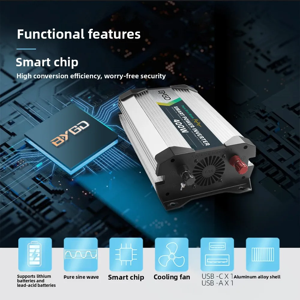 12V To 110V US Standard 400W Pure Sine Wave Car Inverter High Power Power Converter