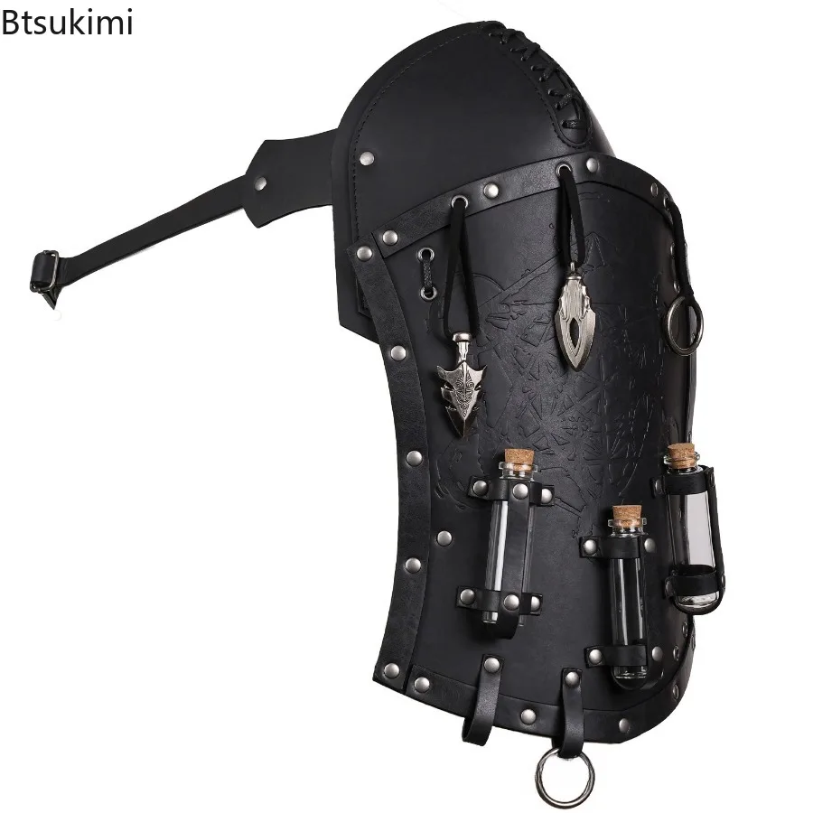 Medieval Steampunk Armguard Viking Knight  Adult Gladiator Cosplay Accessories Gothic Leather Suspender Belt Shoulder Armor Pads