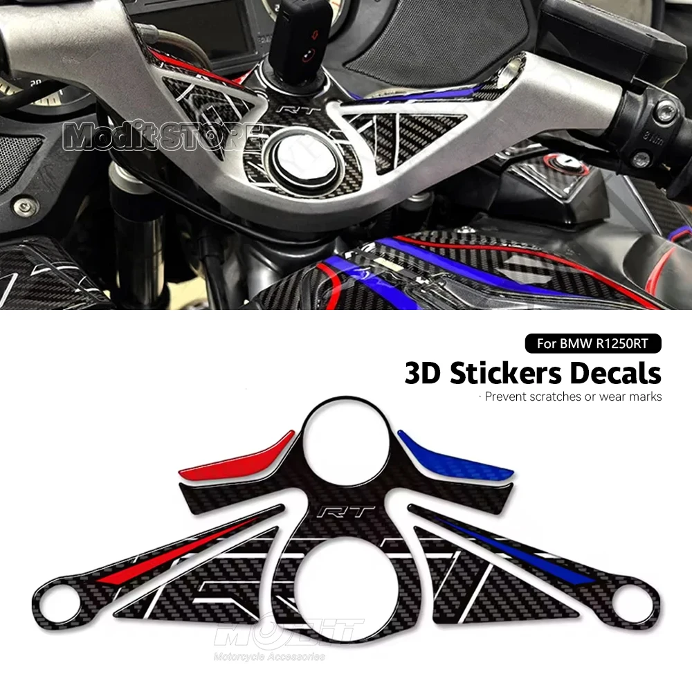 Motorcycle 3D Resin Tank Pad Top Triple Clamp Yoke Case Protector Decal  Luggage side box Sticker For BMW R1250RT R 1250 RT