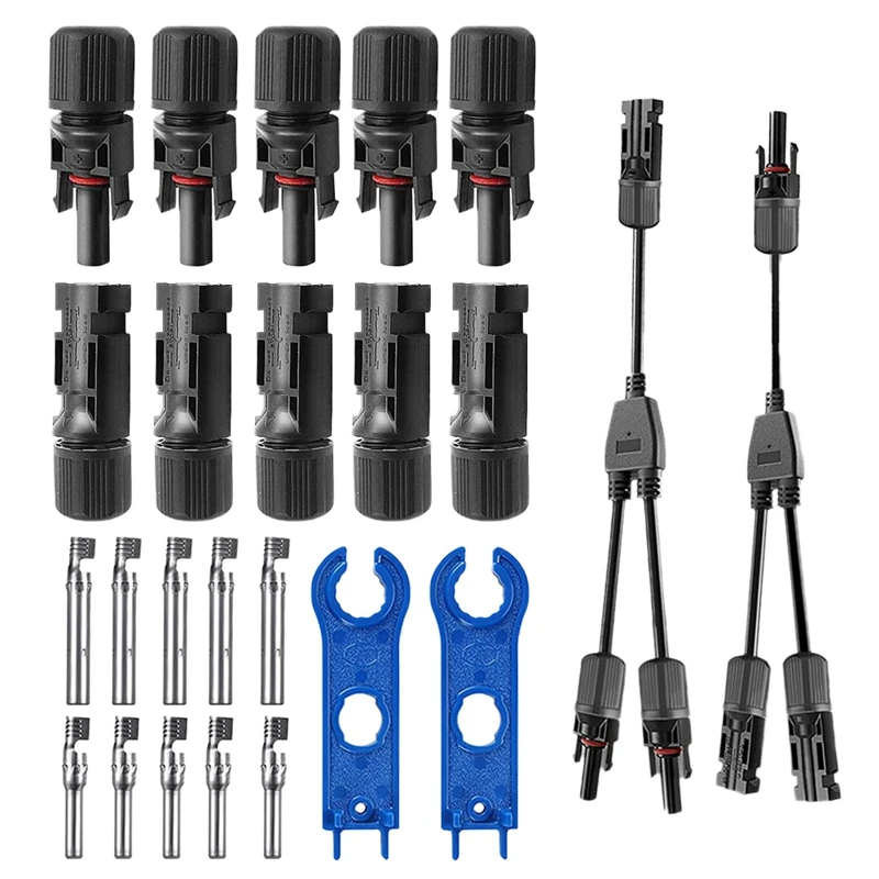 

NEW-Solar Connectors Adapter Cable Wire Kit Y-Type 1-Way 2 PV Connectors (M/FF & F/MM)