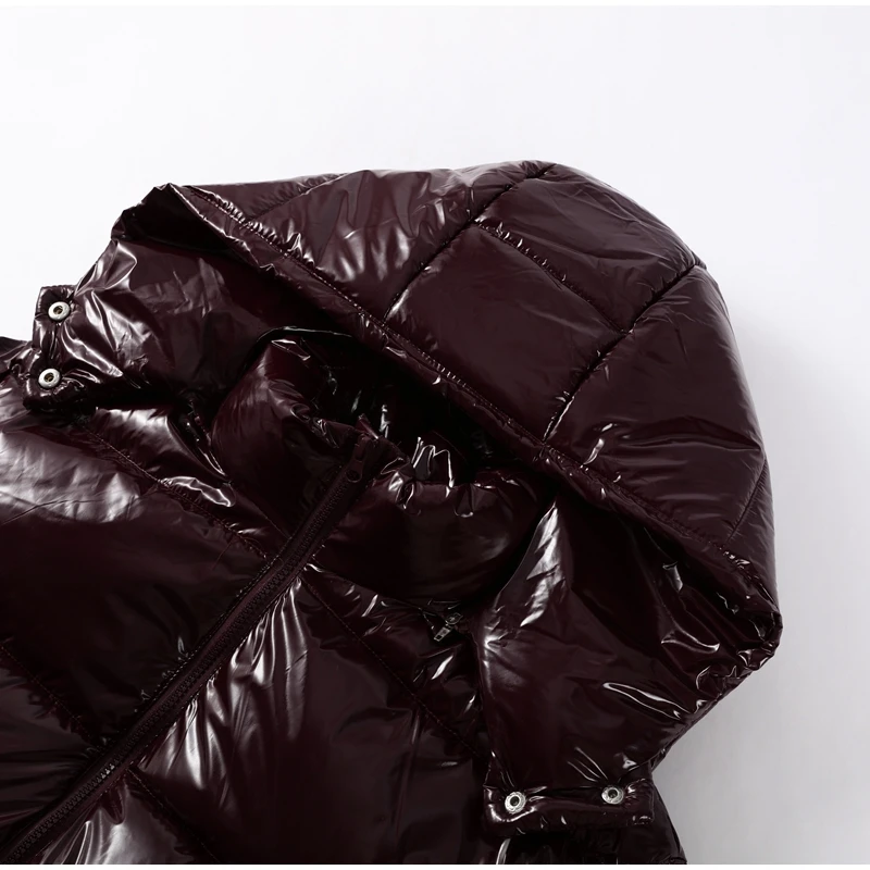 Fashion Glossy Padded Jacket Women's Solid Hooded Long Sleeve Zipper Warm Down Coat 2026 Autumn Winter New Lady Casual Outerwear