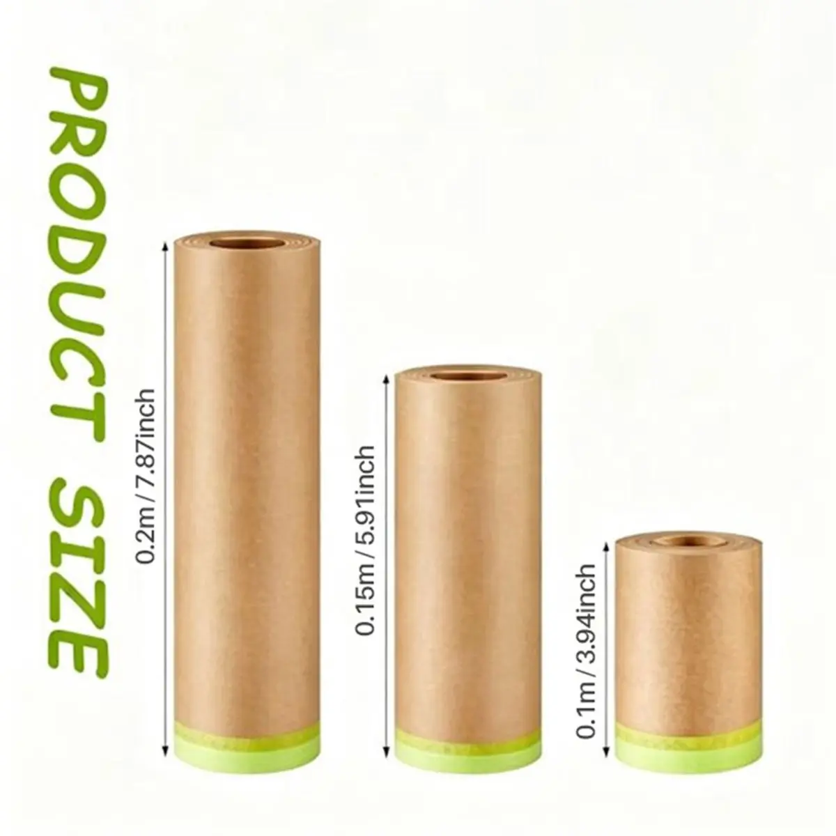 3pcs Pre-Taped Masking Paper Roll, Paint Protective Paper for Car Body, Wall and Art Painting Renovation